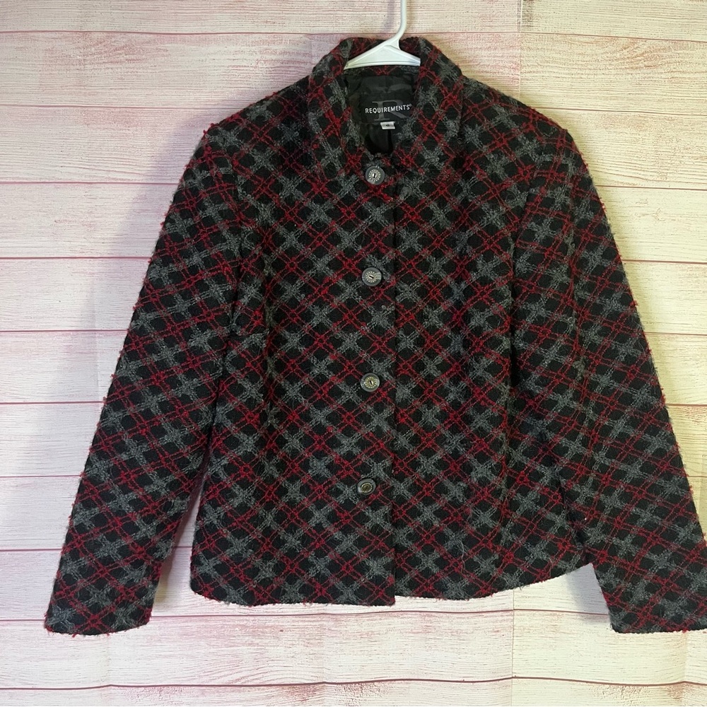 Requirements Plaid Button Blazer Jacket Size 8